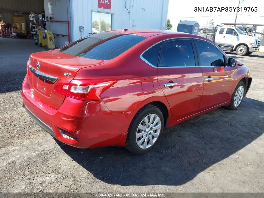 2016 Nissan Sentra Sv VIN: 3N1AB7AP8GY319765 Lot: 40257462