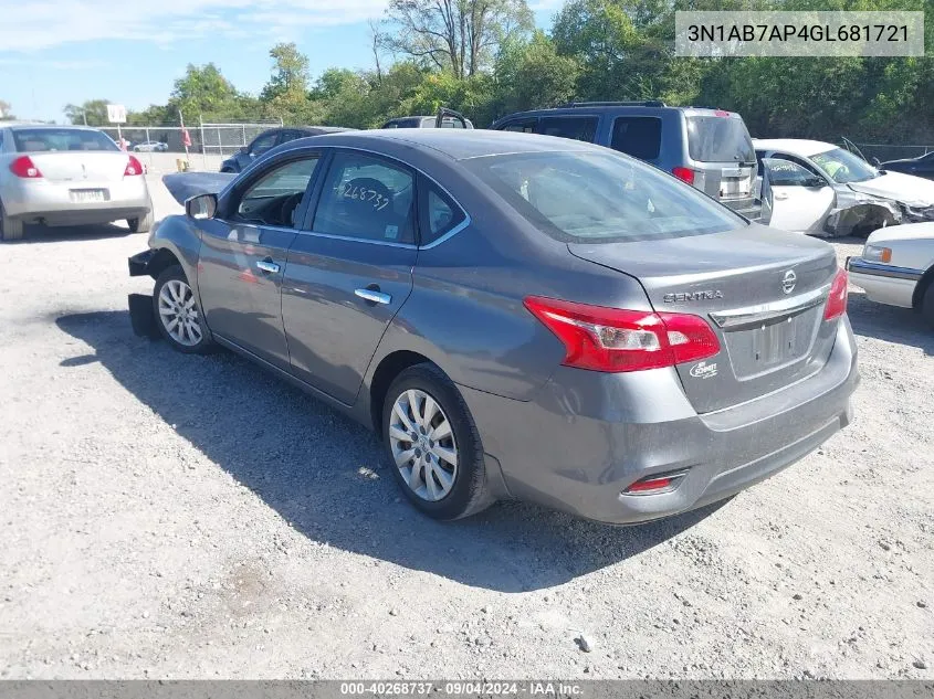 3N1AB7AP4GL681721 2016 Nissan Sentra S