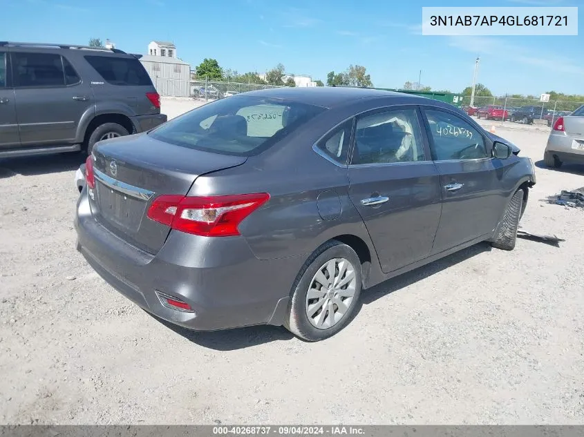 3N1AB7AP4GL681721 2016 Nissan Sentra S