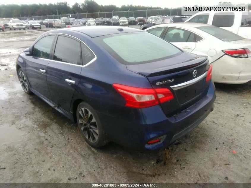 2016 Nissan Sentra Sr VIN: 3N1AB7APXGY210658 Lot: 40281883