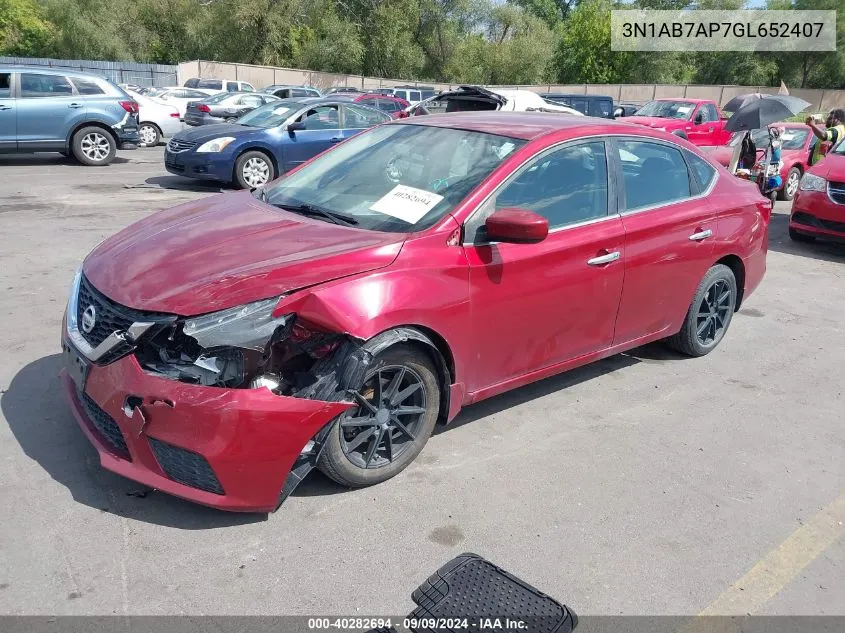 2016 Nissan Sentra Fe+ S/S/Sl/Sr/Sv VIN: 3N1AB7AP7GL652407 Lot: 40282694