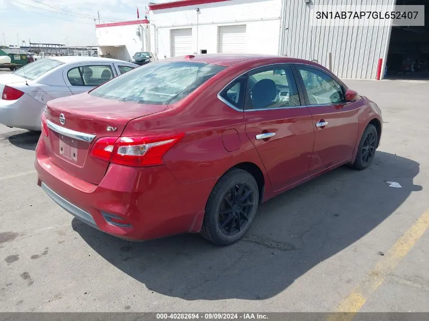 2016 Nissan Sentra Fe+ S/S/Sl/Sr/Sv VIN: 3N1AB7AP7GL652407 Lot: 40282694