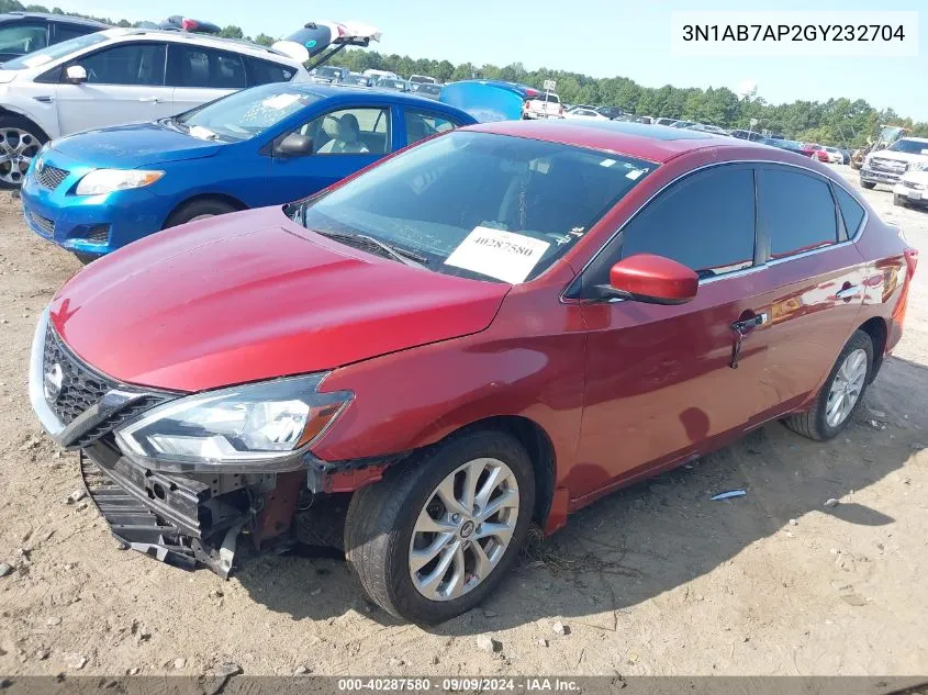 2016 Nissan Sentra Sv VIN: 3N1AB7AP2GY232704 Lot: 40287580