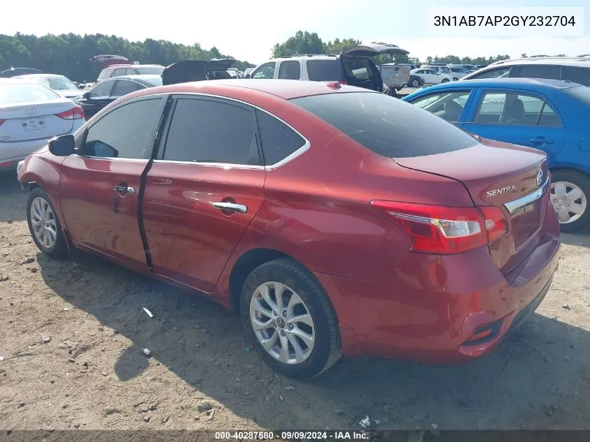 2016 Nissan Sentra Sv VIN: 3N1AB7AP2GY232704 Lot: 40287580