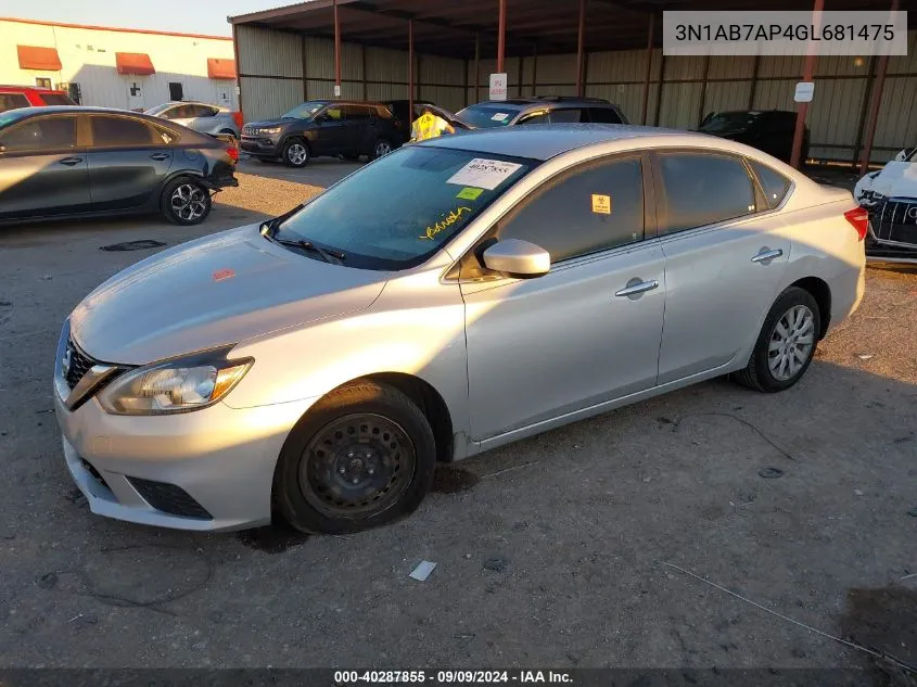 2016 Nissan Sentra S VIN: 3N1AB7AP4GL681475 Lot: 40287855