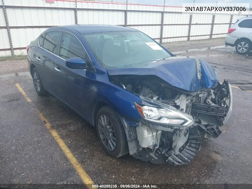 2016 Nissan Sentra S VIN: 3N1AB7APXGY337006 Lot: 40288235