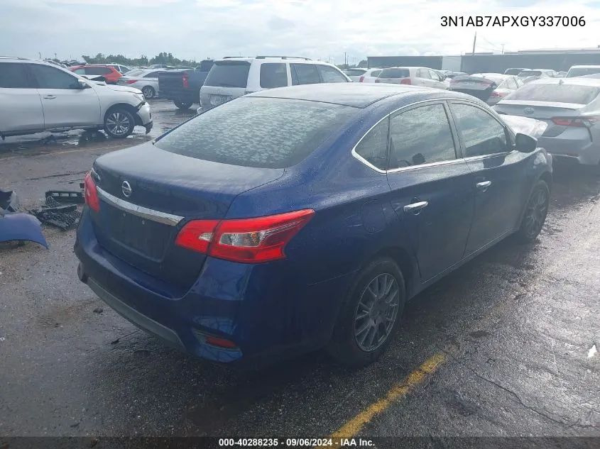 2016 Nissan Sentra S VIN: 3N1AB7APXGY337006 Lot: 40288235