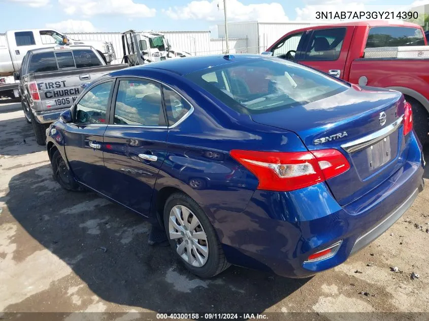 2016 Nissan Sentra Fe+ S/S/Sl/Sr/Sv VIN: 3N1AB7AP3GY214390 Lot: 40300158