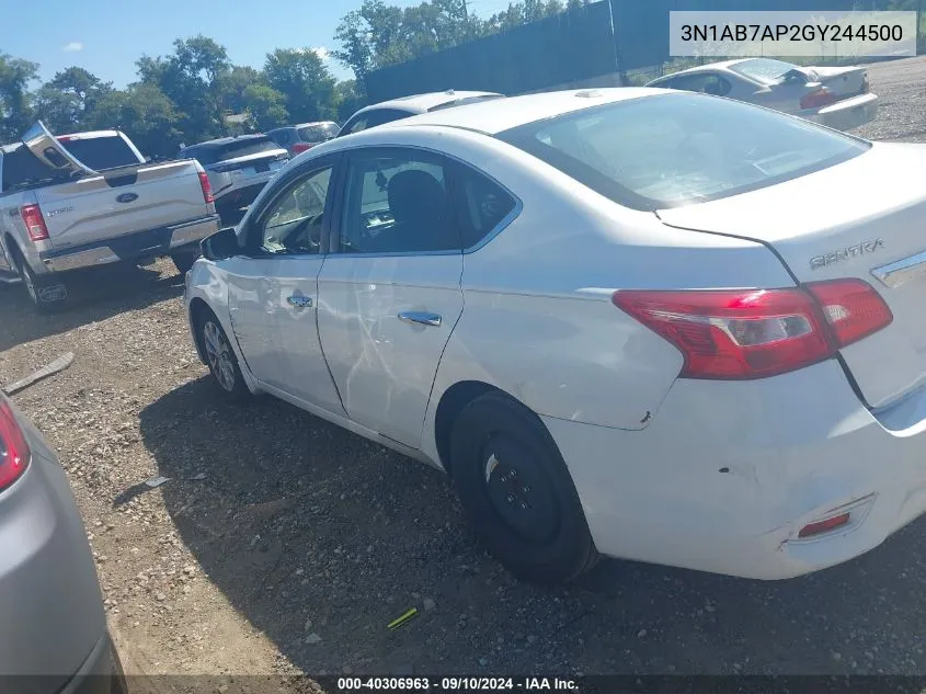 2016 Nissan Sentra Sv VIN: 3N1AB7AP2GY244500 Lot: 40306963