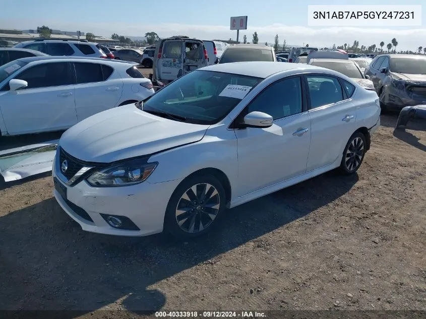 2016 Nissan Sentra Sr VIN: 3N1AB7AP5GY247231 Lot: 40333918