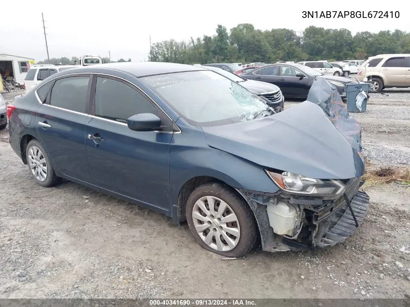 2016 Nissan Sentra S/Sv/Sr/Sl VIN: 3N1AB7AP8GL672410 Lot: 40341690