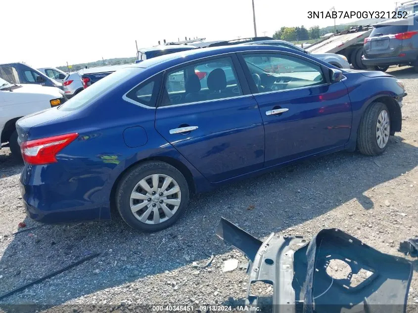 3N1AB7AP0GY321252 2016 Nissan Sentra Sv