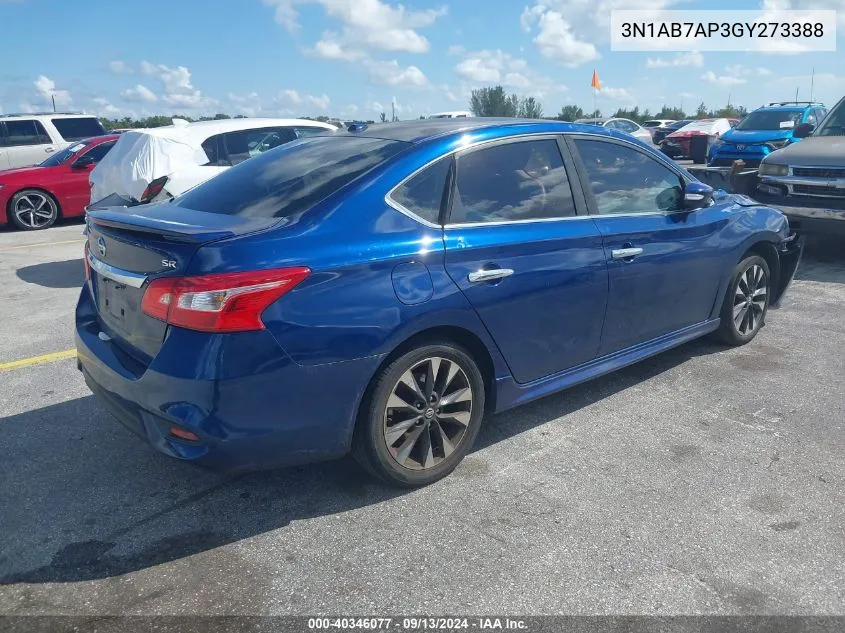 2016 Nissan Sentra Sr VIN: 3N1AB7AP3GY273388 Lot: 40346077