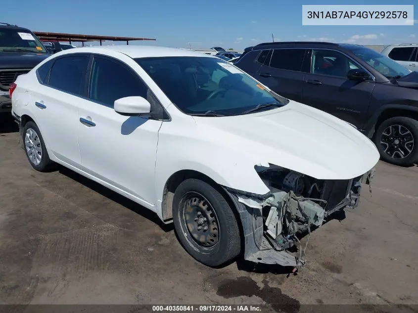 2016 Nissan Sentra S VIN: 3N1AB7AP4GY292578 Lot: 40350841