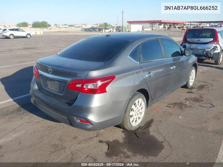 2016 Nissan Sentra S/Sv/Sr/Sl VIN: 3N1AB7AP8GL666252 Lot: 40352829