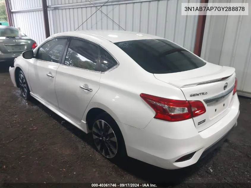 2016 Nissan Sentra Sr VIN: 3N1AB7AP7GY288878 Lot: 40361746