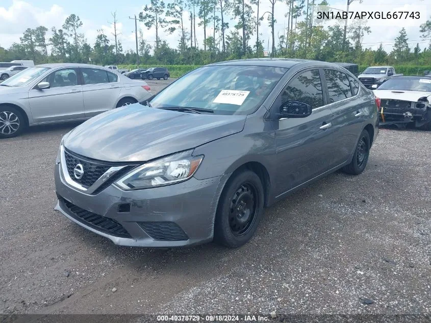 2016 Nissan Sentra S/Sv/Sr/Sl VIN: 3N1AB7APXGL667743 Lot: 40378729