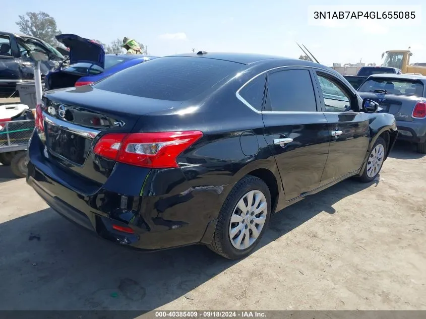 2016 Nissan Sentra Sv VIN: 3N1AB7AP4GL655085 Lot: 40385409