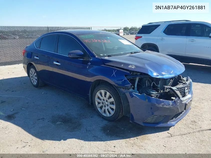 2016 Nissan Sentra Sv VIN: 3N1AB7AP4GY261881 Lot: 40388382