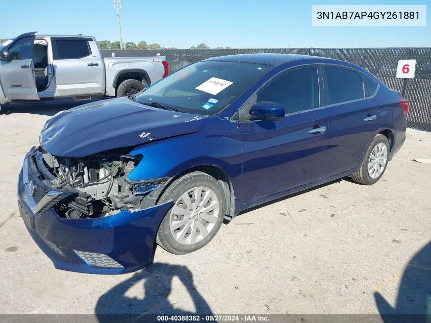 3N1AB7AP4GY261881 2016 Nissan Sentra Sv