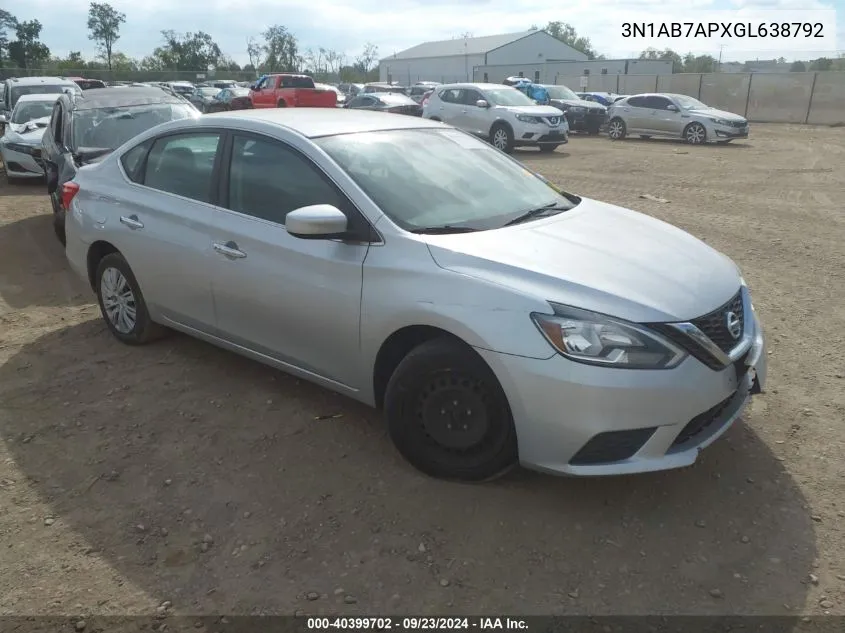 2016 Nissan Sentra Fe+ S/S/Sl/Sr/Sv VIN: 3N1AB7APXGL638792 Lot: 40399702