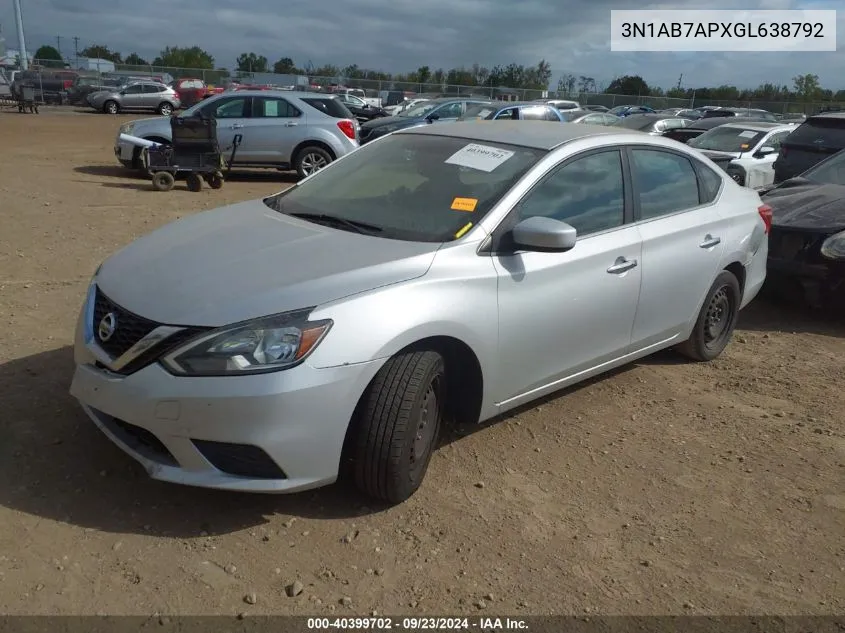 2016 Nissan Sentra Fe+ S/S/Sl/Sr/Sv VIN: 3N1AB7APXGL638792 Lot: 40399702