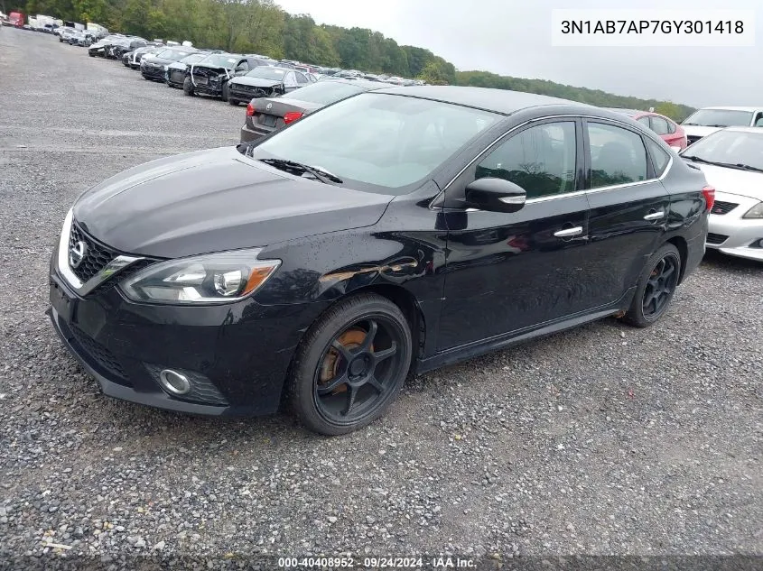 2016 Nissan Sentra Sr VIN: 3N1AB7AP7GY301418 Lot: 40408952