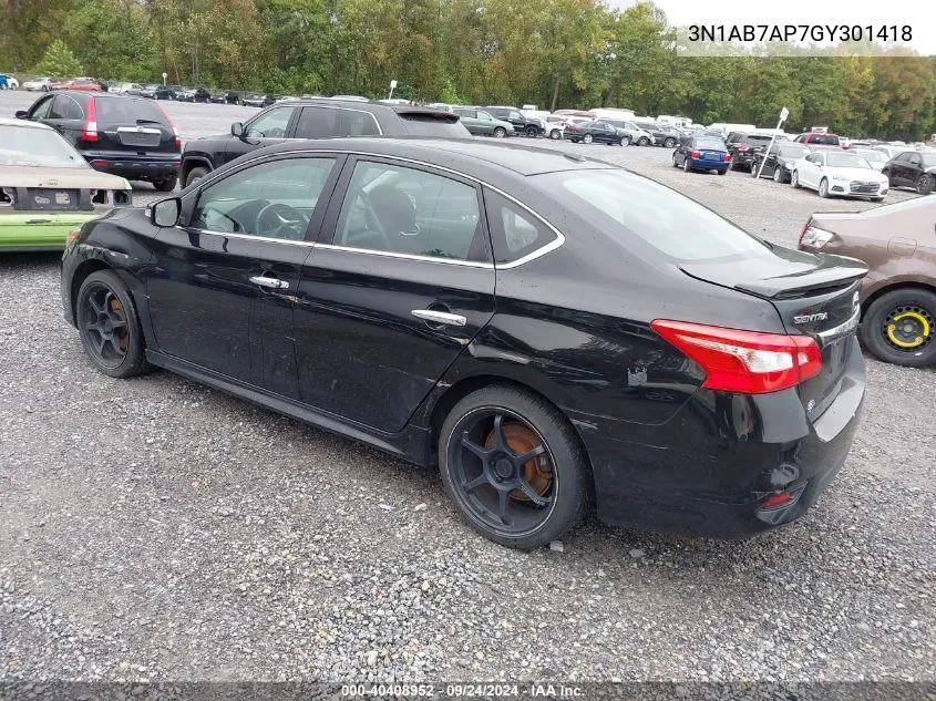 2016 Nissan Sentra Sr VIN: 3N1AB7AP7GY301418 Lot: 40408952