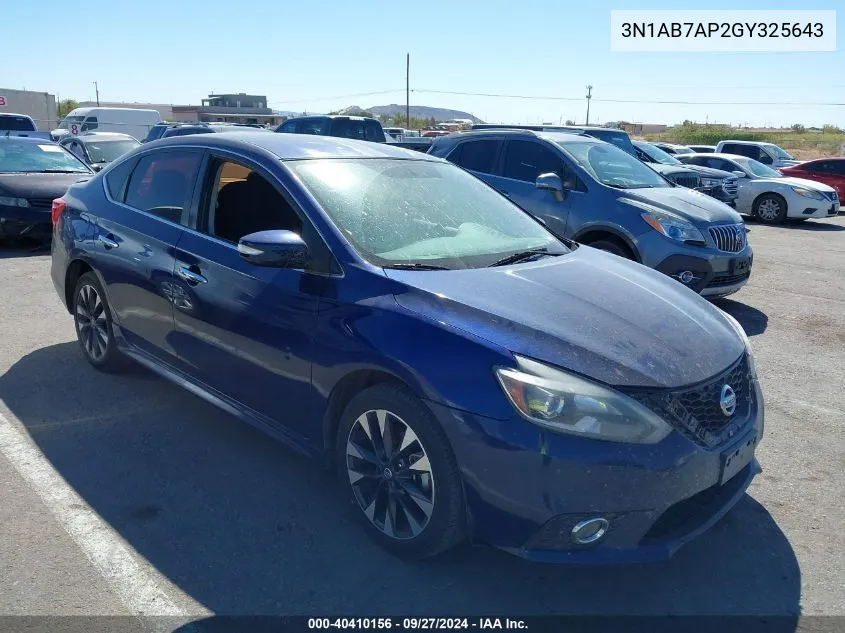 2016 Nissan Sentra Sr VIN: 3N1AB7AP2GY325643 Lot: 40410156