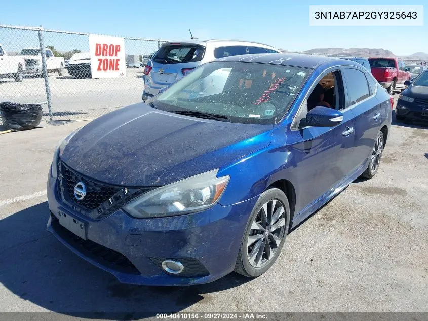 2016 Nissan Sentra Sr VIN: 3N1AB7AP2GY325643 Lot: 40410156