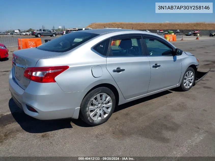 3N1AB7AP3GY258146 2016 Nissan Sentra S