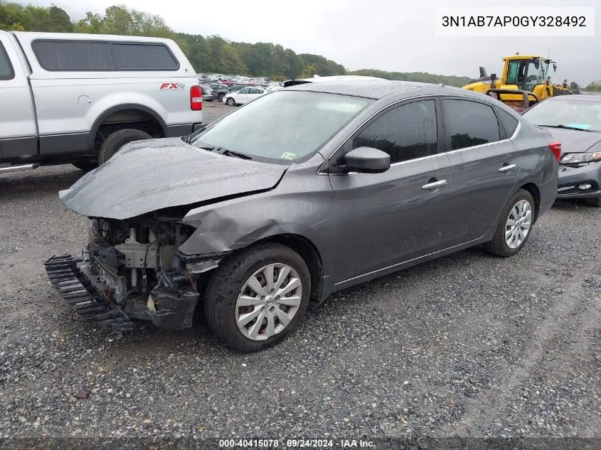 3N1AB7AP0GY328492 2016 Nissan Sentra S