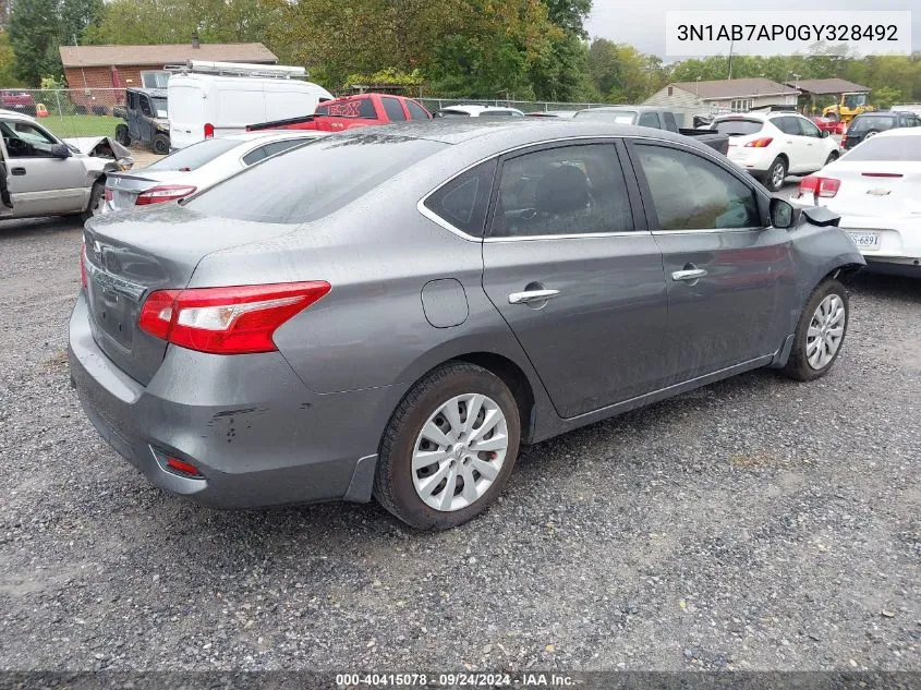 2016 Nissan Sentra S VIN: 3N1AB7AP0GY328492 Lot: 40415078