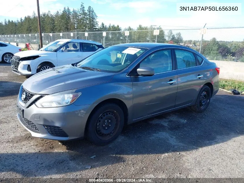 2016 Nissan Sentra S/Sv/Sr/Sl VIN: 3N1AB7AP5GL656360 Lot: 40430956