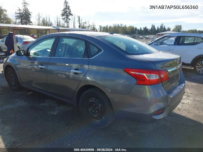 2016 Nissan Sentra S/Sv/Sr/Sl VIN: 3N1AB7AP5GL656360 Lot: 40430956