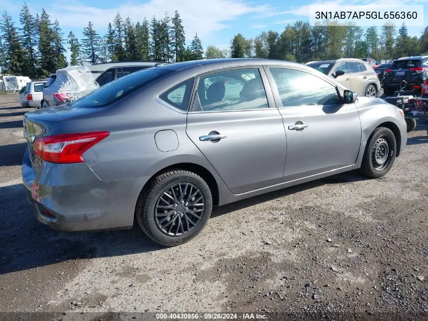 2016 Nissan Sentra S/Sv/Sr/Sl VIN: 3N1AB7AP5GL656360 Lot: 40430956