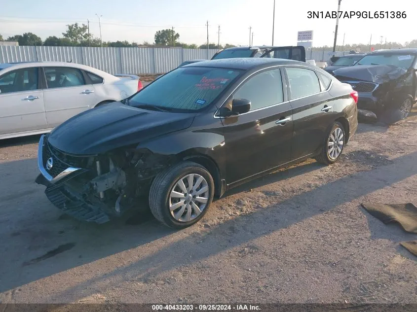 2016 Nissan Sentra Fe+ S/S/Sl/Sr/Sv VIN: 3N1AB7AP9GL651386 Lot: 40433203