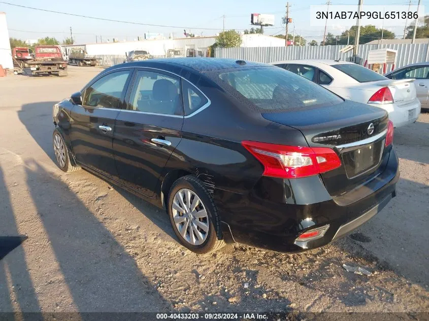 2016 Nissan Sentra Fe+ S/S/Sl/Sr/Sv VIN: 3N1AB7AP9GL651386 Lot: 40433203