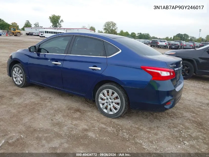 2016 Nissan Sentra S VIN: 3N1AB7AP9GY246017 Lot: 40434772