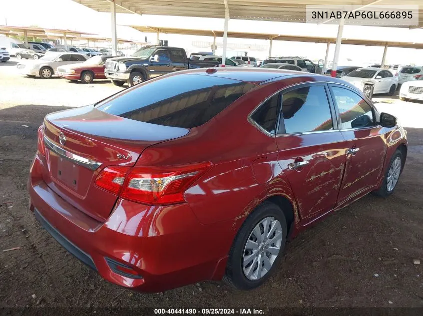 2016 Nissan Sentra Sv VIN: 3N1AB7AP6GL666895 Lot: 40441490