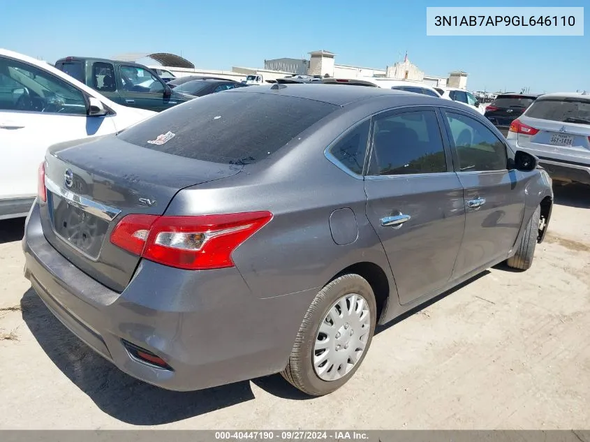 2016 Nissan Sentra Fe+ S/S/Sl/Sr/Sv VIN: 3N1AB7AP9GL646110 Lot: 40447190