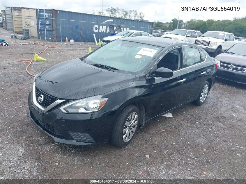 2016 Nissan Sentra Sv VIN: 3N1AB7AP3GL664019 Lot: 40464317