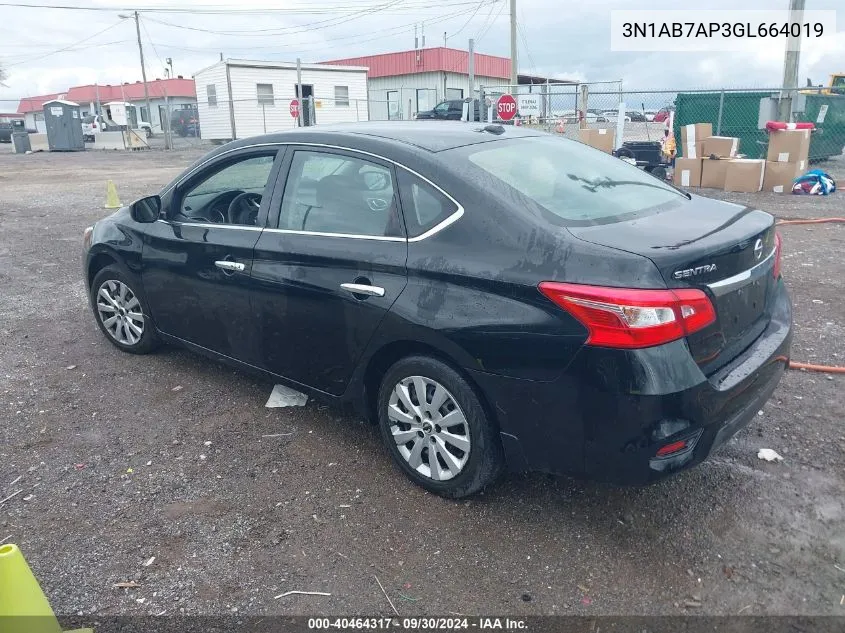 3N1AB7AP3GL664019 2016 Nissan Sentra Sv