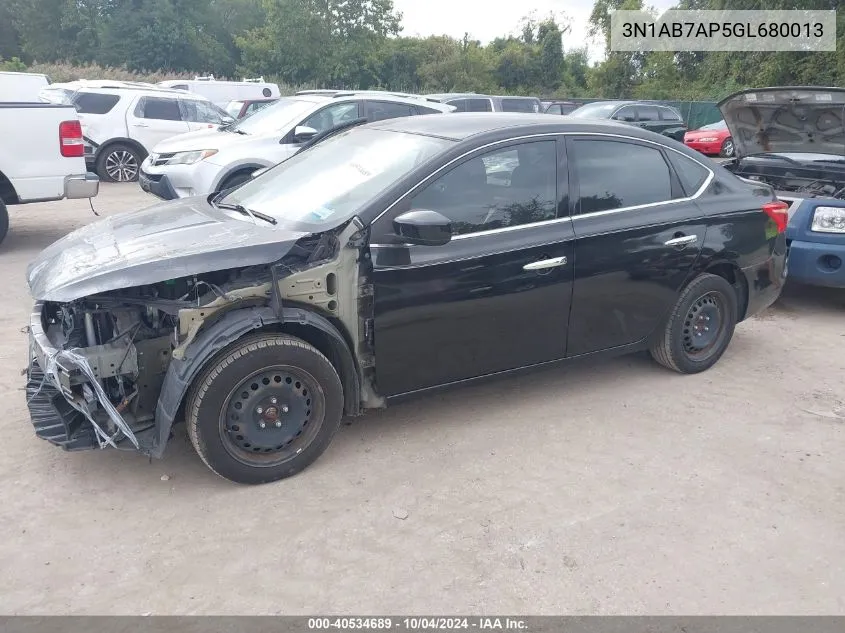 2016 Nissan Sentra Sv VIN: 3N1AB7AP5GL680013 Lot: 40534689