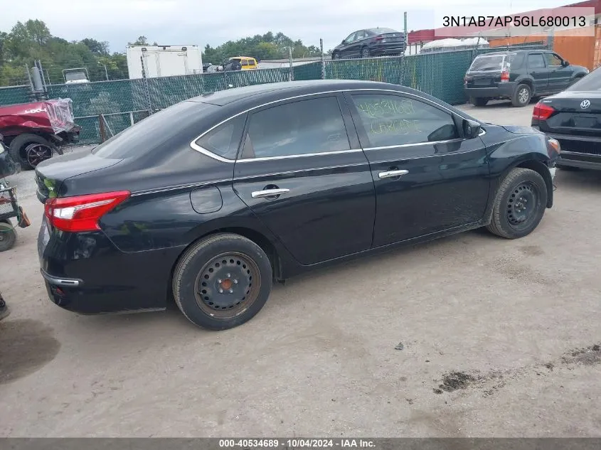 2016 Nissan Sentra Sv VIN: 3N1AB7AP5GL680013 Lot: 40534689