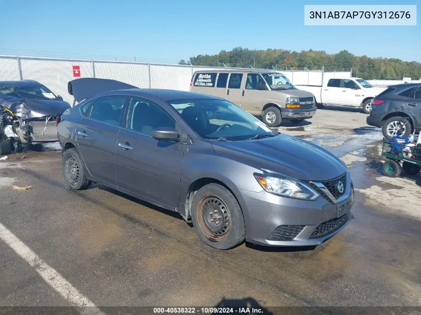 2016 Nissan Sentra S/Sv/Sr/Sl VIN: 3N1AB7AP7GY312676 Lot: 40538322