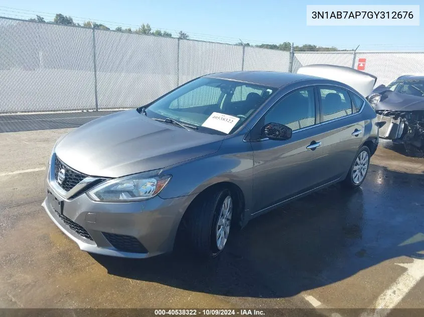 2016 Nissan Sentra S/Sv/Sr/Sl VIN: 3N1AB7AP7GY312676 Lot: 40538322