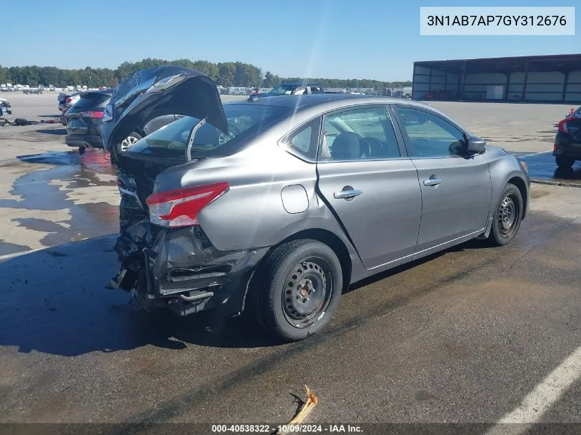 2016 Nissan Sentra S/Sv/Sr/Sl VIN: 3N1AB7AP7GY312676 Lot: 40538322