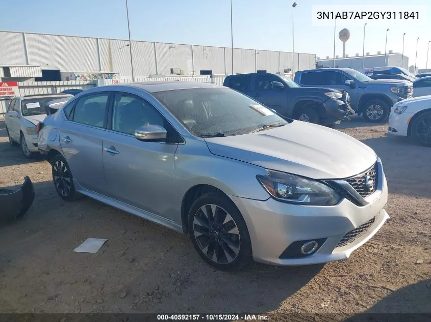 2016 Nissan Sentra Sr VIN: 3N1AB7AP2GY311841 Lot: 40592157