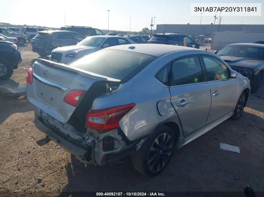 2016 Nissan Sentra Sr VIN: 3N1AB7AP2GY311841 Lot: 40592157